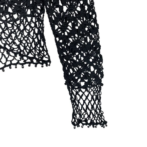 Boho Crochet Mesh Tie Up Top/Cardigan black, shrug or bolero punk, goth sz sm - Picture 11 of 13